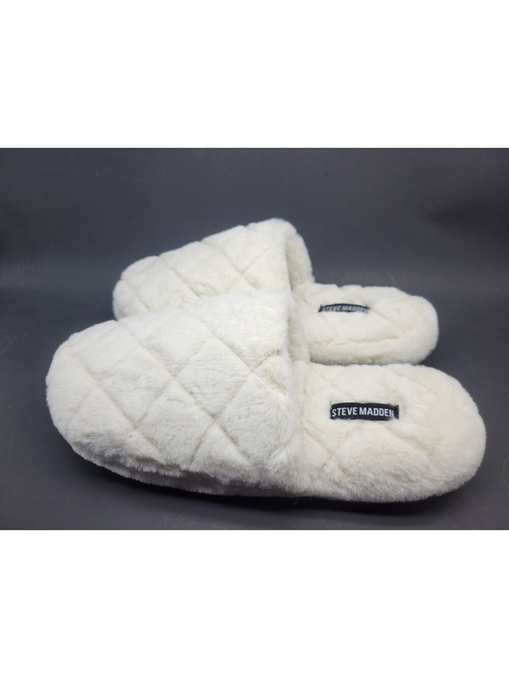 Steve Madden Womens Faux Fur House Slippers Plush Fuzzy Soft Slip On Large NWOT
